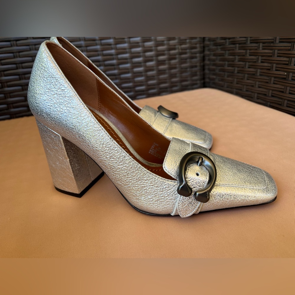 Silver coach heels